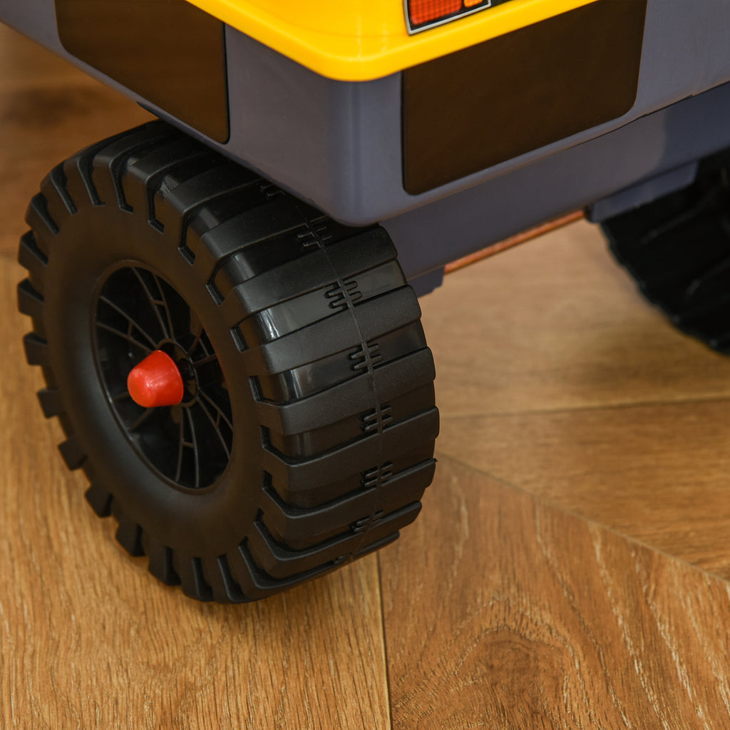 HOMCOM Kindertraktor Baggerlader 2-3 Jahre Pelleteuse mit beweglichem Arm und Greifer, Licht- und Soundeffekte PP Gelb