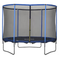 HOMCOM Trampolin mit Sicherheitsnetz Gartentrampolin für Innen- und Außenbereich Fitnesstrampolin für Kinder und Erwachsene Stahl Blau+Schwarz bis 113,6 kg Ø305 x 248H cm