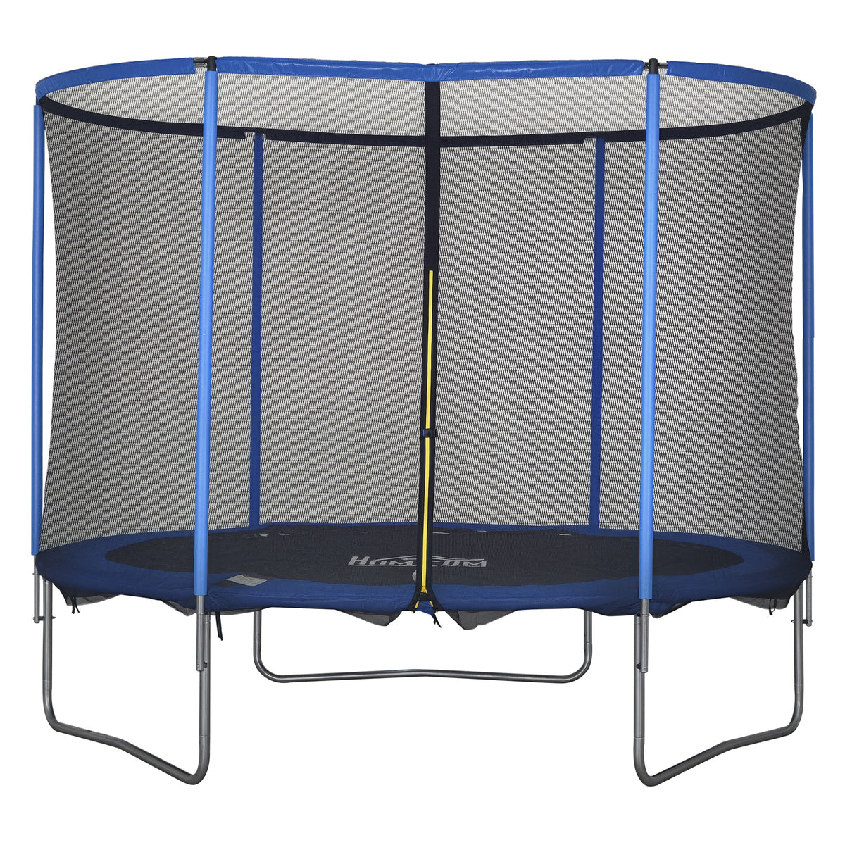 HOMCOM Trampolin mit Sicherheitsnetz Gartentrampolin für Innen- und Außenbereich Fitnesstrampolin für Kinder und Erwachsene Stahl Blau+Schwarz bis 113,6 kg Ø305 x 248H cm