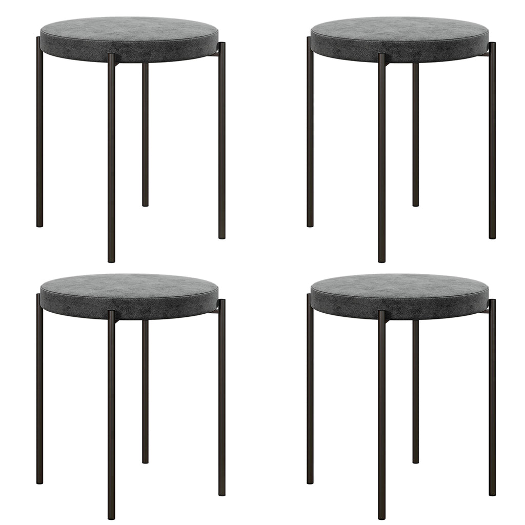 HOMCOM Küchenhocker 4-er Set, stapelbar, Samtoptik, bis 100kg, Stahlrahmen, 41,5 x 41,5 x 46 cm, Dunkelgrau