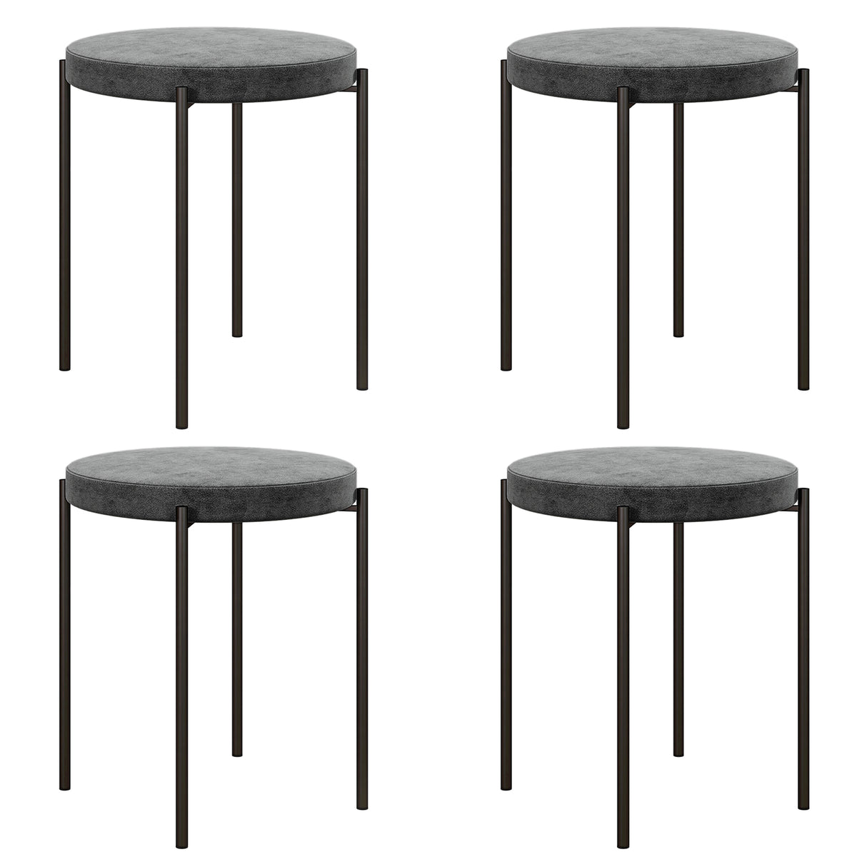 HOMCOM Küchenhocker 4-er Set, stapelbar, Samtoptik, bis 100kg, Stahlrahmen, 41,5 x 41,5 x 46 cm, Dunkelgrau