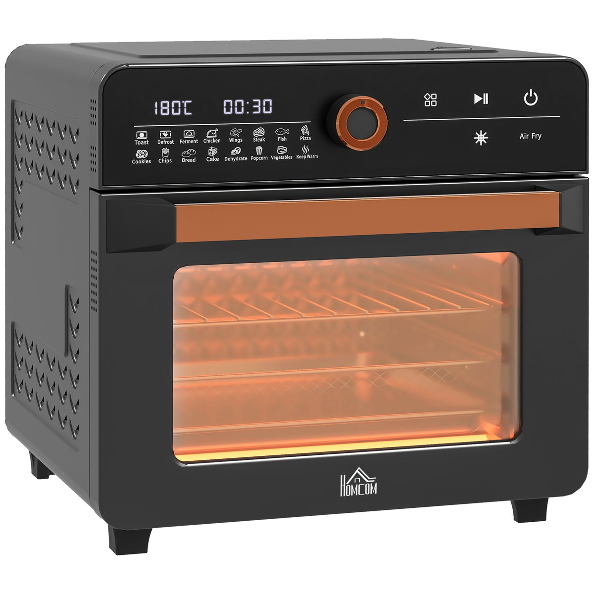 HOMCOM Minibackofen, 20 L, Mini-Ofen, 40-220°C, 17 Modi, Timer, 36 x 37 x 34,5 cm, Schwarz