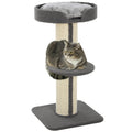 PawHut Kratzbaum 91 cm Katzenturm mit Sisalstämme, Plattform, Kissen mehrstöckiger Katzenkratzbaum, Kletterbaum, für mittelgroße Katzen, Grau