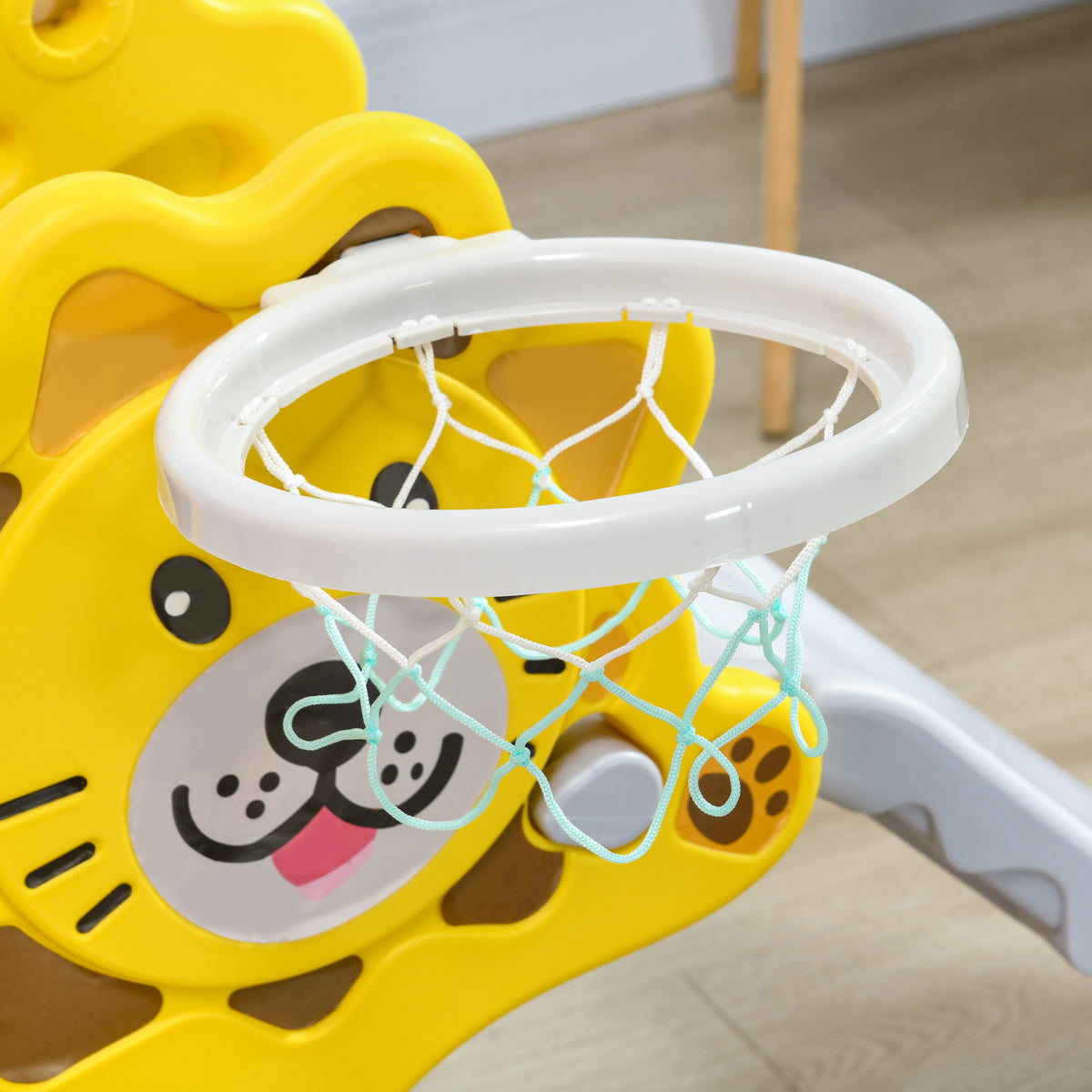 AIYAPLAY Kinderrutsche für Innen- und Außenbereich mit Basketballkorb für Kinder von 18 bis 36 Monaten, Gelb, Grau