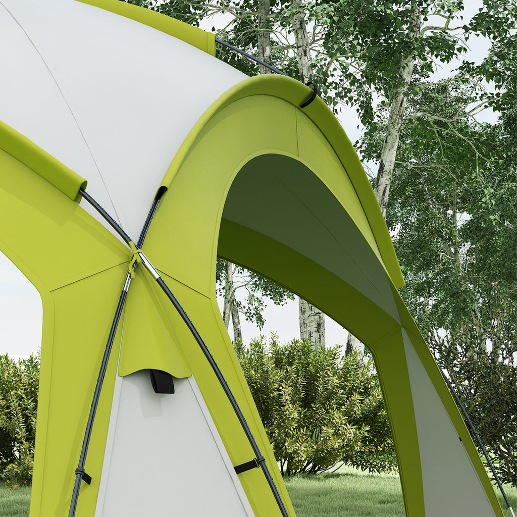 Outsunny Event Shelter 3,5 x 3,5m Pavillon mit Haken Tür Wasserabweisend winterfest Gartenpavillon Grün