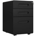 Vinsetto Rollcontainer, mobiler Aktenschrank mit 3 Schubladen, abschließbarer Büroschrank mit Hängeregistratur, Aufbewahrung, Stahl, 39 x 48 x 59 cm Schwarz