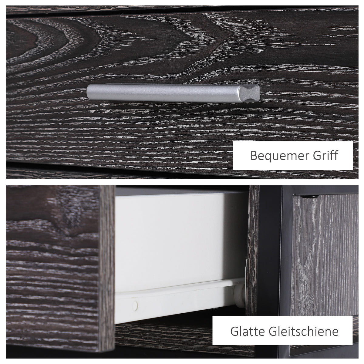 HOMCOM Konsolentisch Eingangstisch Beistelltisch 2 Schubladen Unterregal Stahl Grau 120 x 30 x 81,5 cm