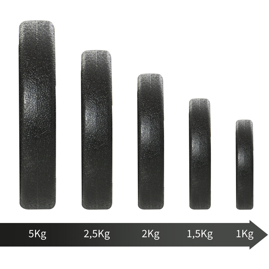 HOMCOM Kurzhantel-Set 2 x 25 kg, 2 x 6 Hantelscheiben mit Kunststoffhülle, bodenschonend, Schwarz