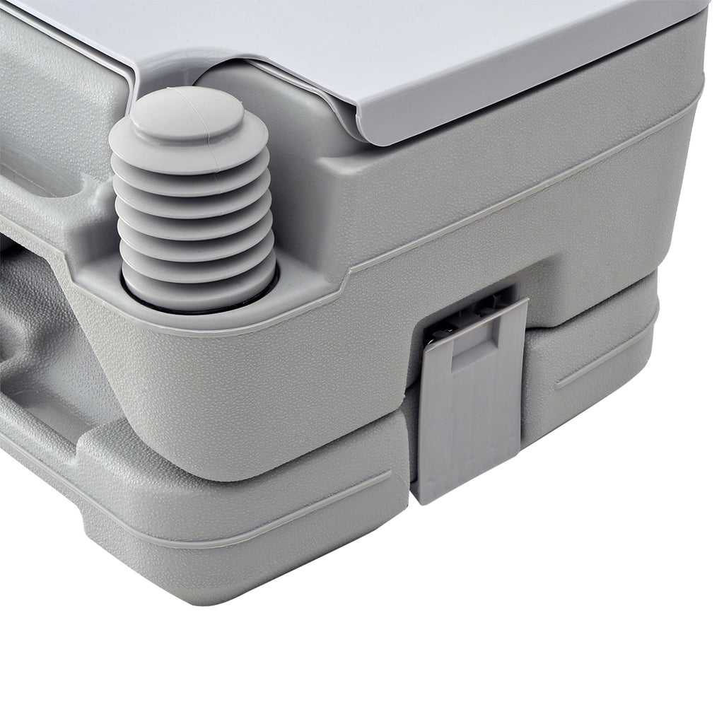 HOMCOM Outdoor-WC, tragbare Toilette, Abfalltank, Spültank, Kunststoff, Deckel, Grau