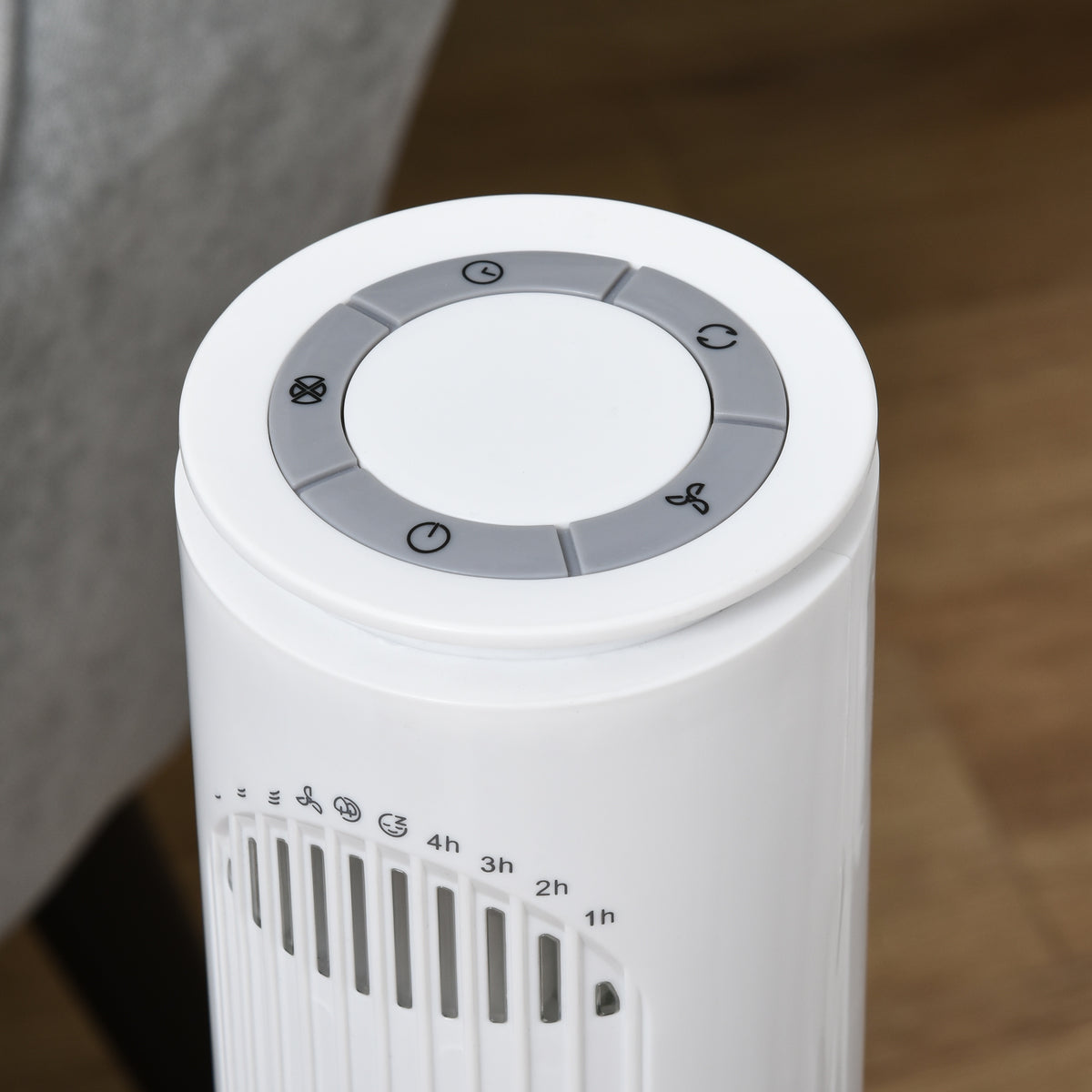 HOMCOM Turmventilator, Standventilator mit 3 Belüftungsstufen, Fernbedienung, 45W Ventilator mit 10H Timer, LCD-Anzeige, 70° Oszillation, für Schlafzimmer, Weiß