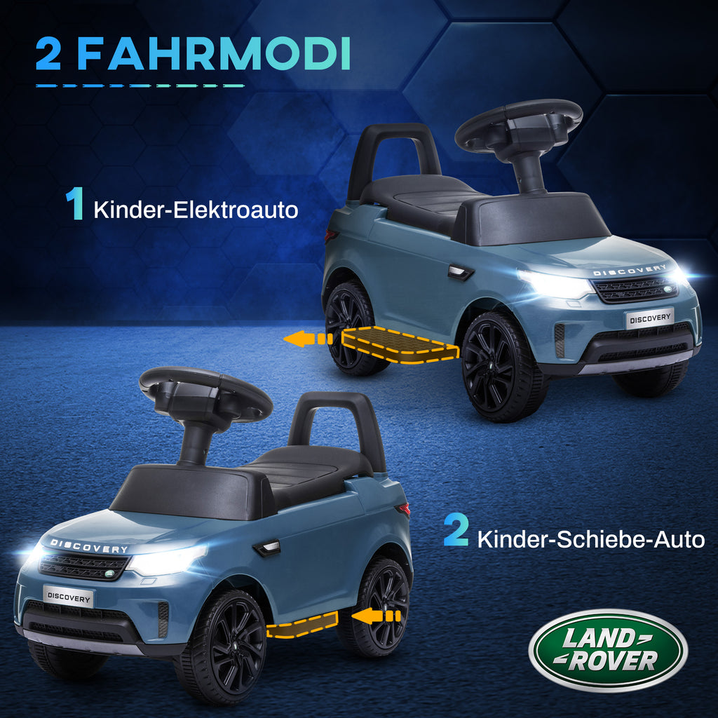 AIYAPLAY Elektro Kinderauto 6V, Land Rover, Fahr-/Schiebemodus, Scheinwerfer, Musik, Hellblau