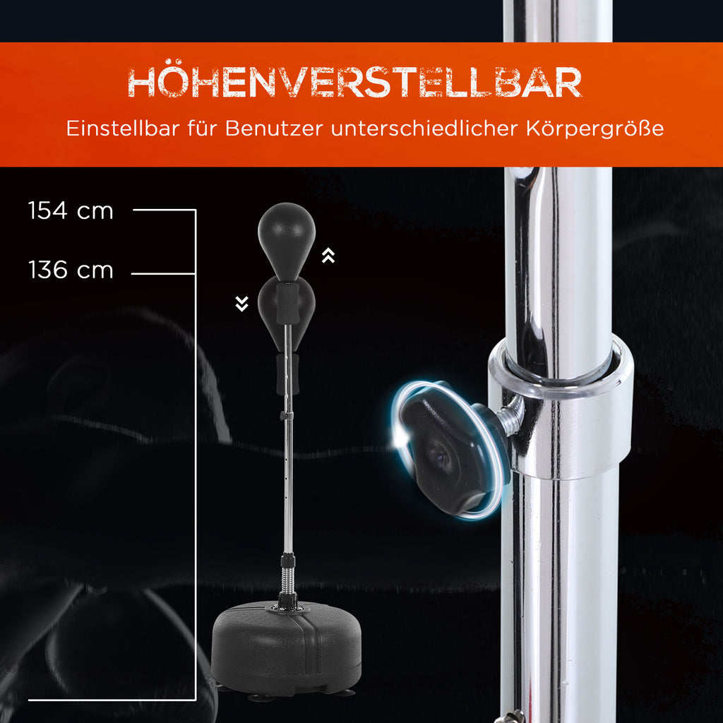 HOMCOM Punchingball Set Standbox Training Set 136-154 cm höhenverstellbar mit 1 paar Handschuhe Geeignet für Profis und Anfänger Schwarz