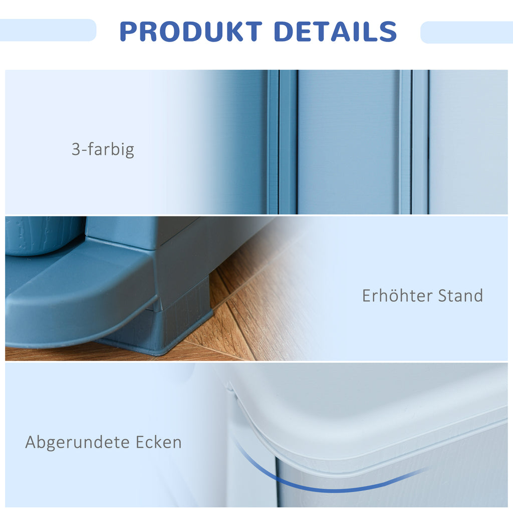 HOMCOM Aufbewahrungsboxen für Kinder, 3 Schubladen, abgerundete Kanten, erhöhtes Design, 37x37x56,5 cm, Blau