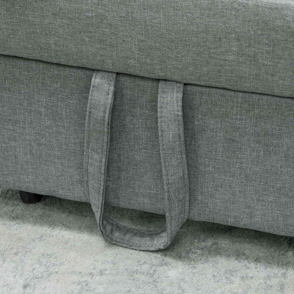 HOMCOM 3-in-1 Klappsessel mit Seitentasche, Gästebett mit Kissen, Verstellbarer Rückenlehne, Bettsessel mit Rollen, Hellgrau