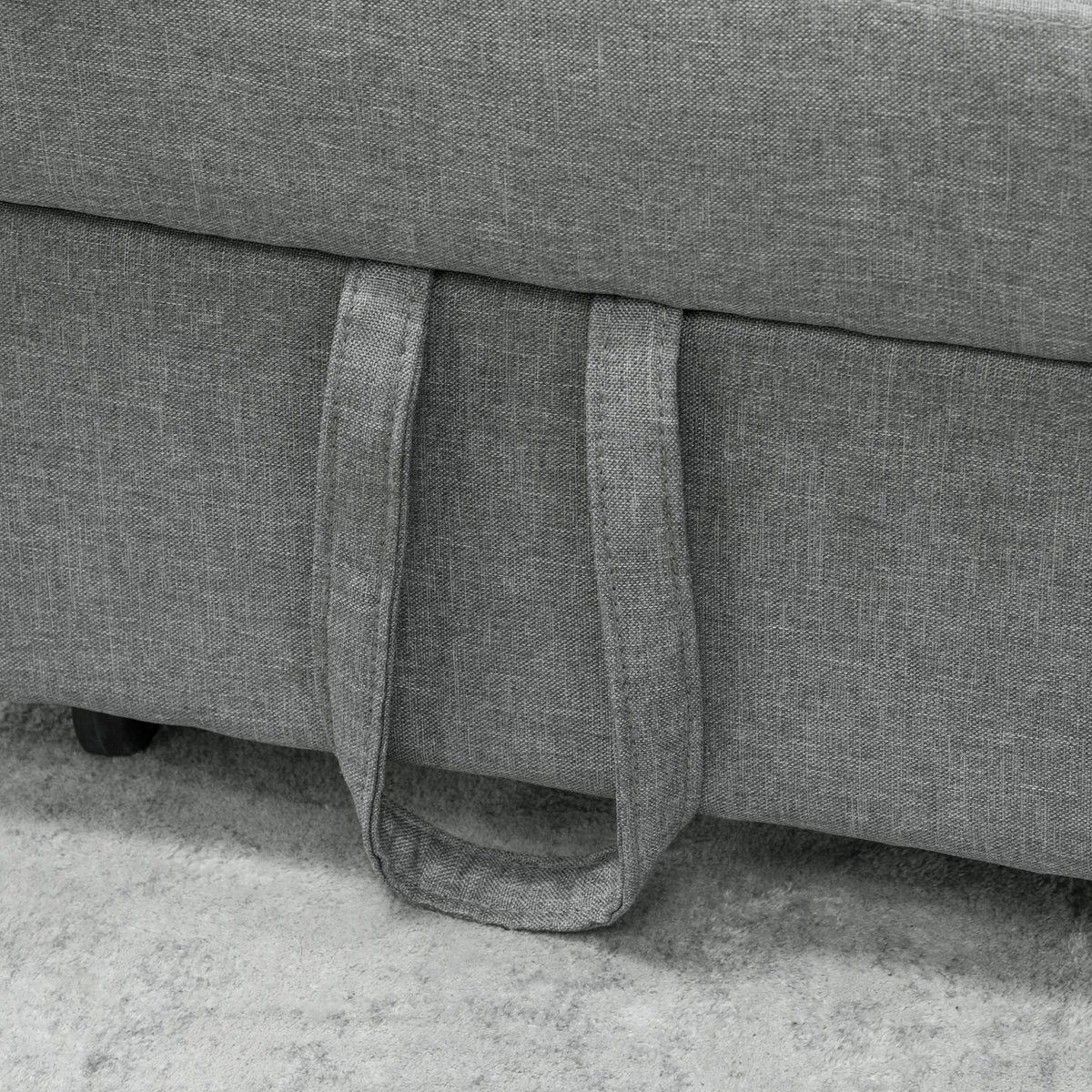 HOMCOM 3-in-1 Klappsessel mit Seitentasche, Gästebett mit Kissen, Verstellbarer Rückenlehne, Bettsessel mit Rollen, Hellgrau
