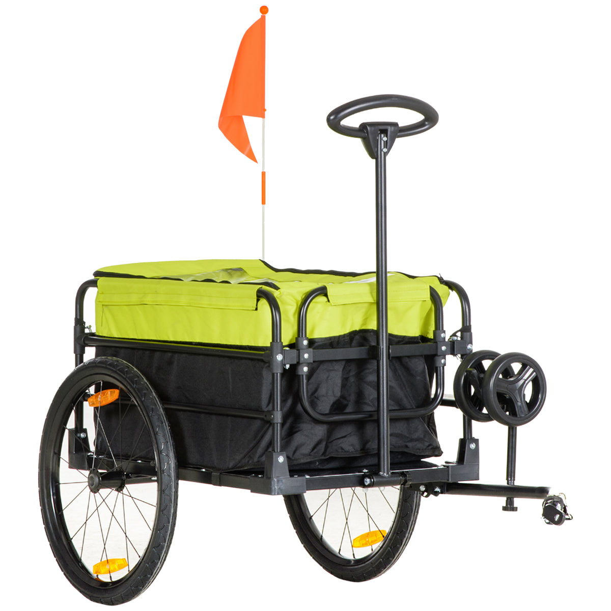 HOMCOM Lastenanhänger Bollerwagen 130 x 64 x 103 cm Stahl Schwarz+Gelb