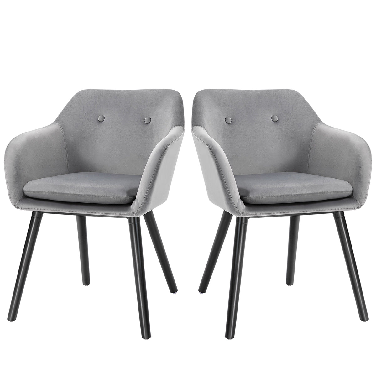 HOMCOM Esszimmerstühle in ansprechendem Design, Metallstruktur, Holzbeine, Grau, 120 kg belastbar