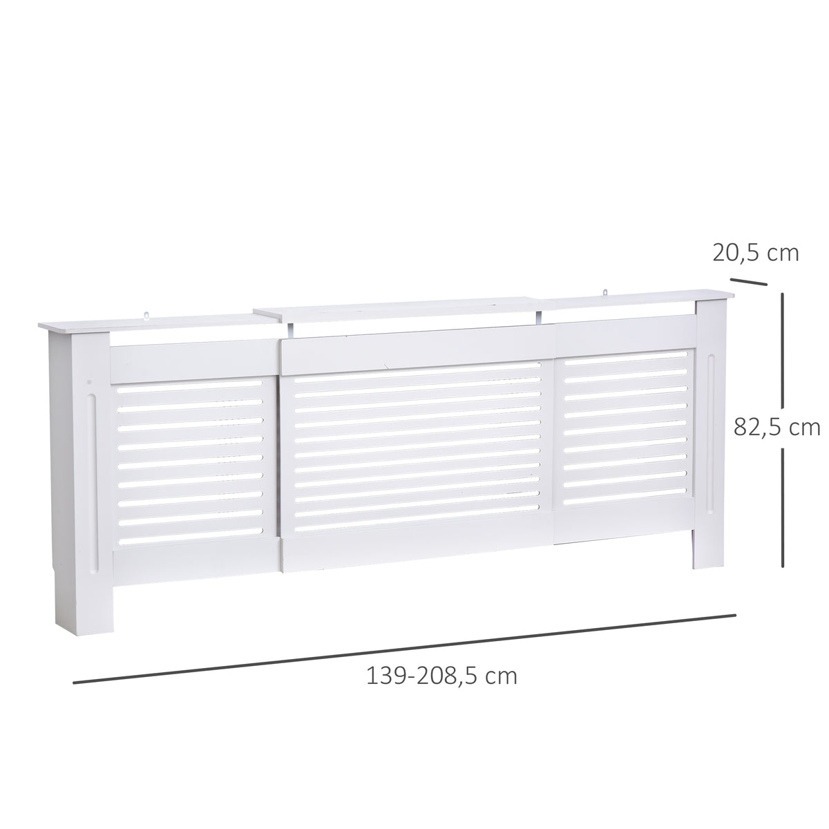 HOMCOM Heizkörperverkleidung Heizkörperabdeckung, Größenverstellbar, 208,5 cm x 20,5 cm x 82,5 cm, Weiß