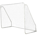 HOMCOM Fußballtor - Fußballtor - Trainingsziel Abmessungen 301L x 120B x 200H cm - epoxidbeschichteter Metallrahmen PE-Netz - Erdanker enthalten - Weiß
