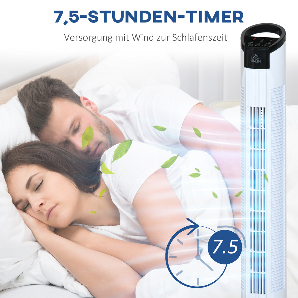 HOMCOM Turmventilator mit Fernsteuerung 70° Oszillierender Standventilator 78,5cm Säulenventilator 50 W 3 Modi & 3 Geschwindigkeiten Schwarz+Weiß