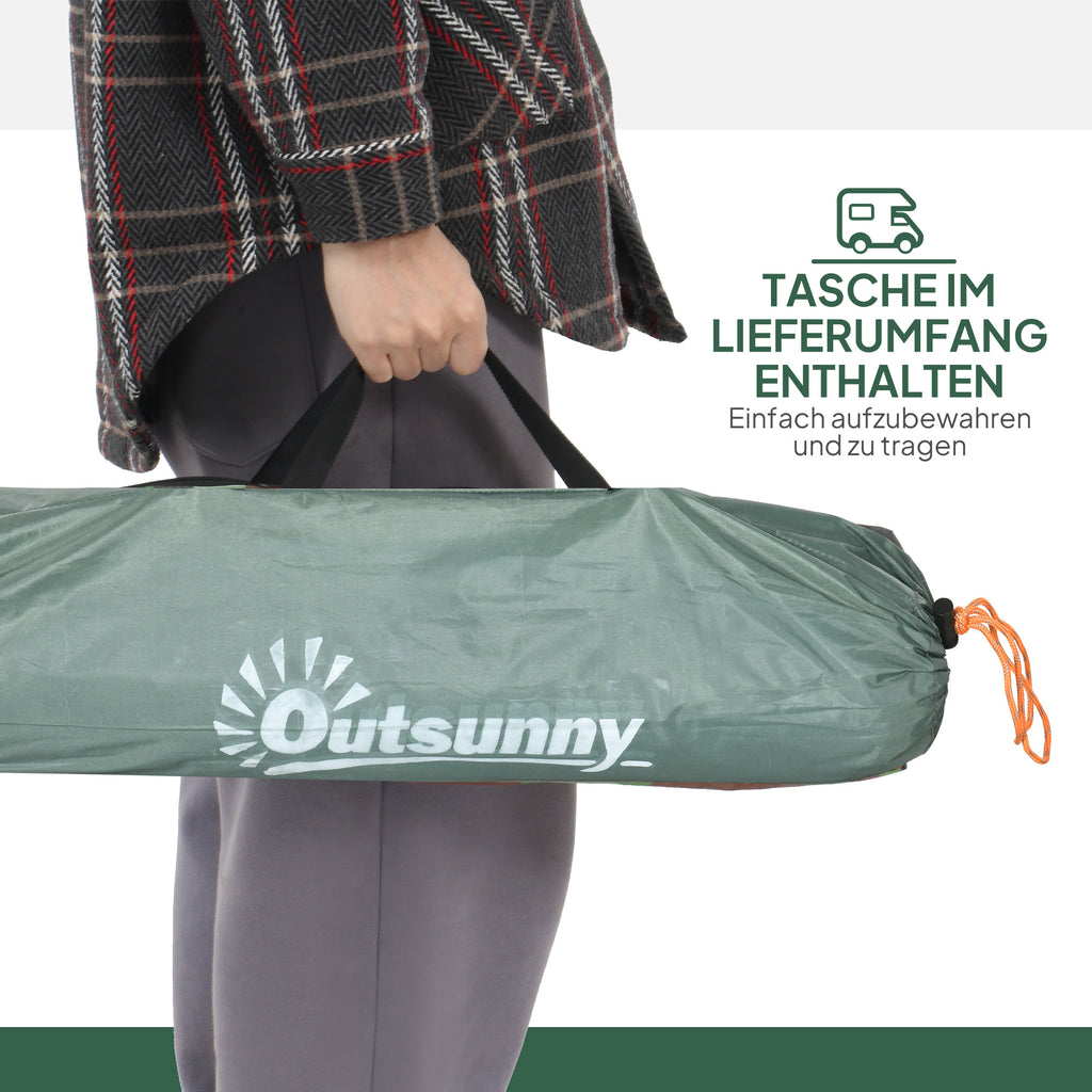 Outsunny Kuppelzelt für 2 Personen leicht, stabil wasserdicht Familienzelt mit Tür&Fenster Packtasche Haken Dunkelgrün