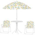 AIYAPLAY Kinder-Sitzecke, Klappstuhl-Sitz-Set mit Sonnenschirm, Buntes Muster, Weiß