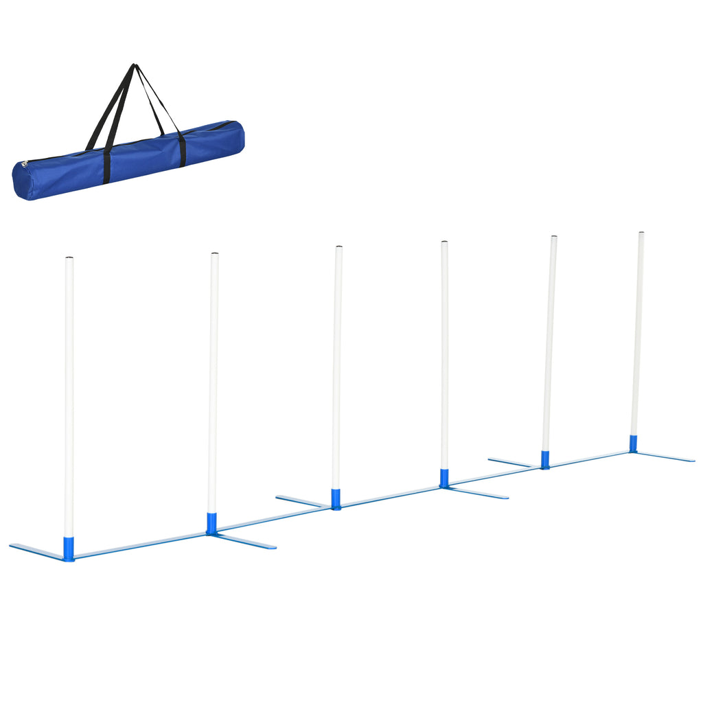 PawHut Agility Set Hunde 6-teiliges Agility-Ausrüstung für Hundetraining klappbar Steckhürdenset mit 6 Slalomstangen Tragetasche Trainingszubehör Koordinationstraining Agilityset für Spiele Training