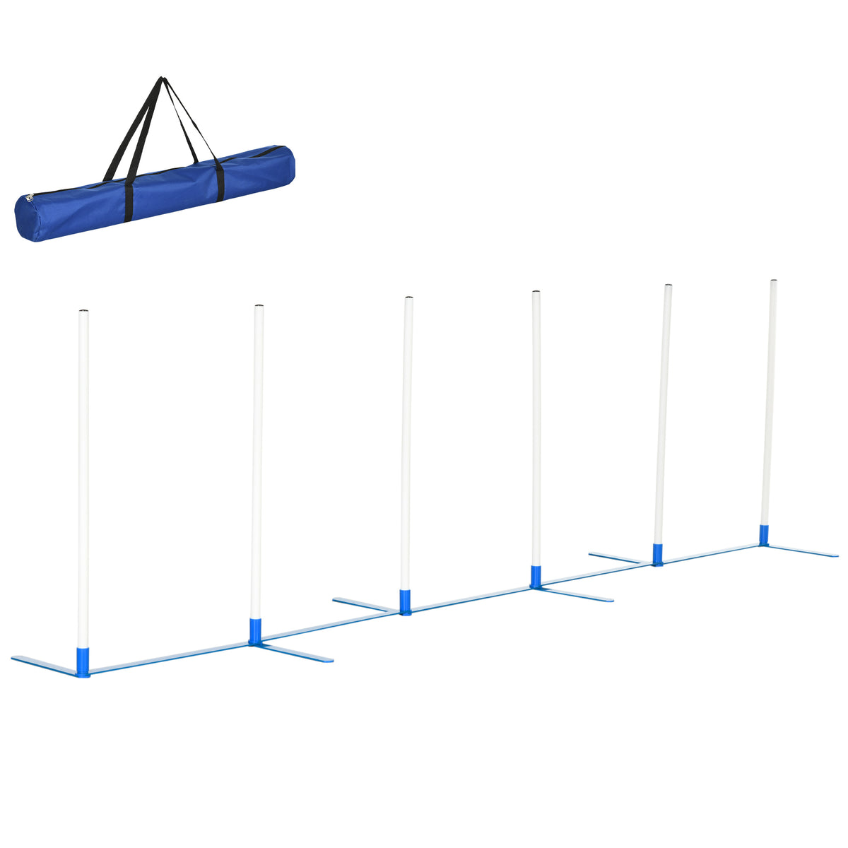 PawHut Agility Set Hunde 6-teiliges Agility-Ausrüstung für Hundetraining klappbar Steckhürdenset mit 6 Slalomstangen Tragetasche Trainingszubehör Koordinationstraining Agilityset für Spiele Training
