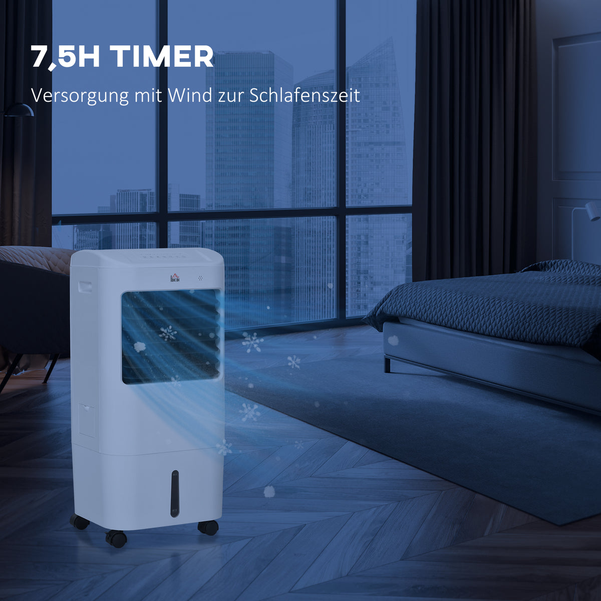 HOMCOM Luftkühler, Klimaanlage, 3 Modi, 7,5 Stunden-Timer, rollbar, Kunststoff, Weiß