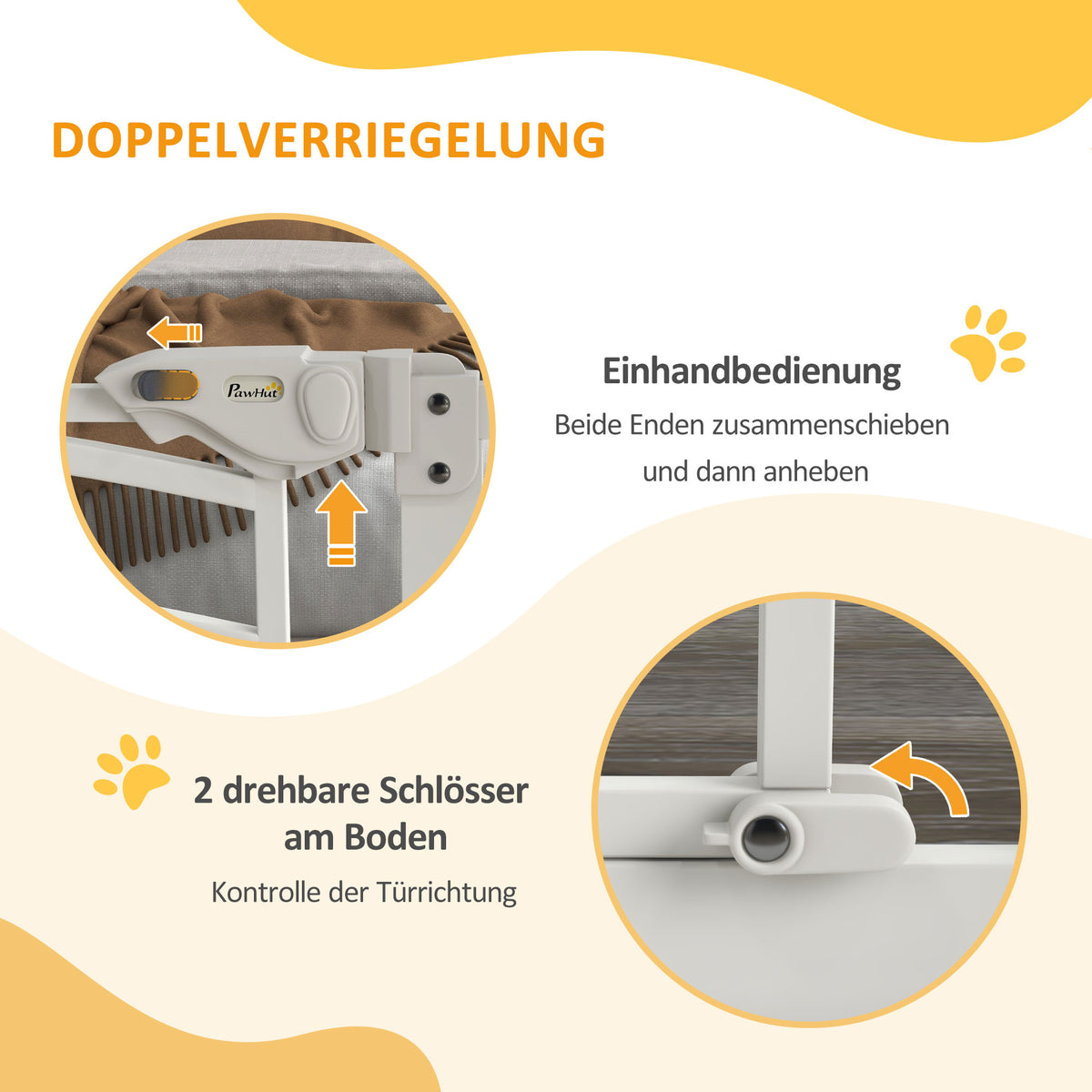 PawHut Treppenschutzgitter Hundeschutzgitter, automatisches Schließen, Einhandbedienung,100 cm x 4 cm x 76 cm, Weiß