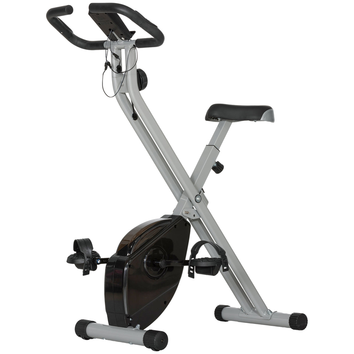 SPORTNOW Klappbares Heimtrainer-Fahrrad, leise mit 8-stufigem magnetischem Widerstand, verstellbarem Sitz, LCD-Bildschirm, Grau