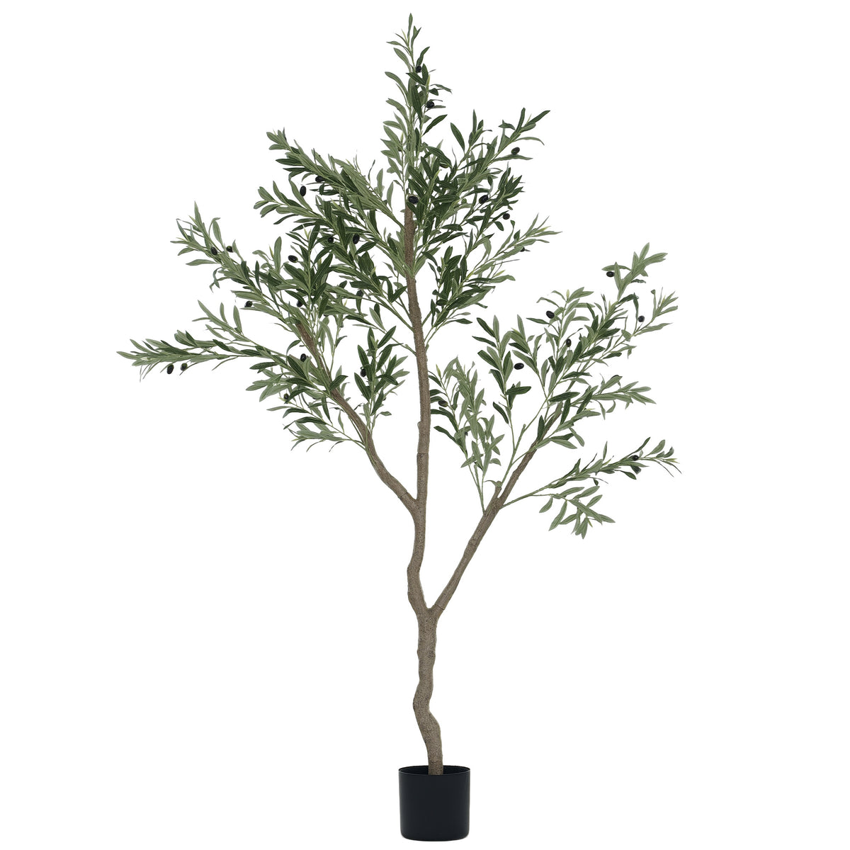 HOMCOM Künstlicher Olivenbaum, Kunstpflanze, Lebensechte Olivenpflanze in Pflanztopf, 180 cm, Kunststoff, Grün