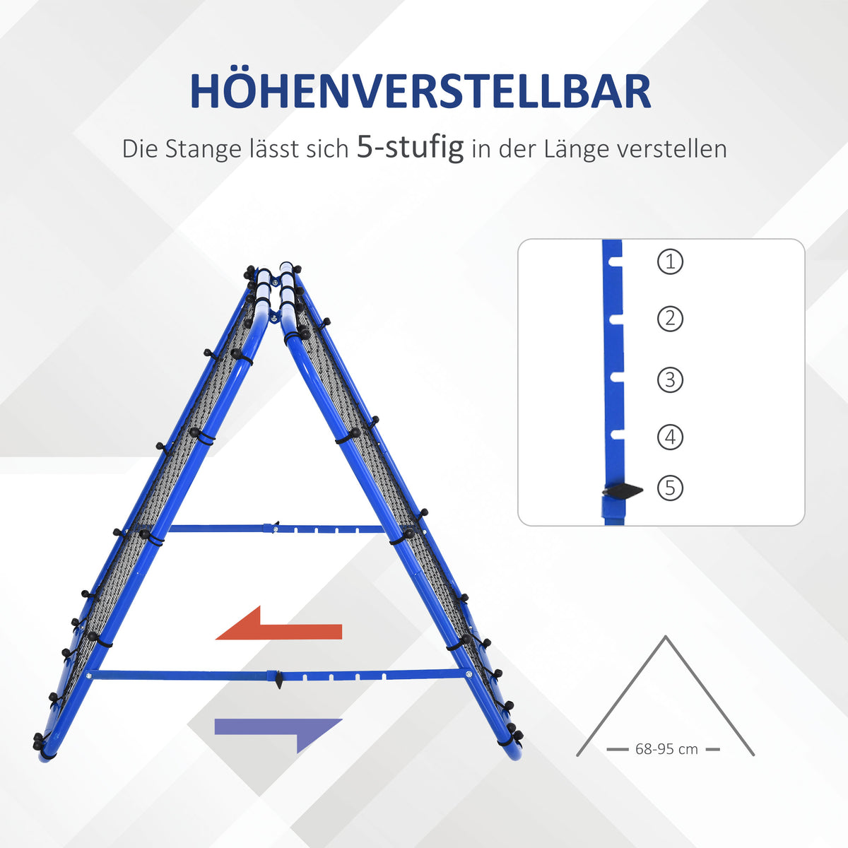 HOMCOM Rebounder für Fußball, verstellbar Prellwand mit 5 Winkelpositionen und Rückprallwand Netz, 100 x 95cm Kickback Tor Fußballtor für Jugendliche, Rückprallwand für Handball Training, Blau