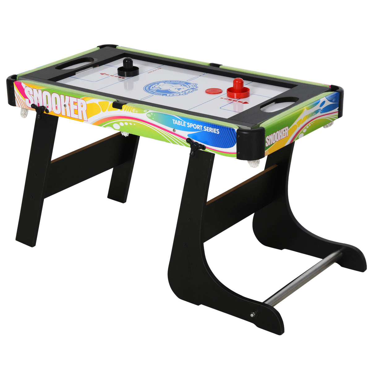 HOMCOM Tischspiel 4 in1 Tischbillard, Tischfußball, Tischtennis, Hockey, Kickertisch, Multigame, Zusammenklappbar, MDF