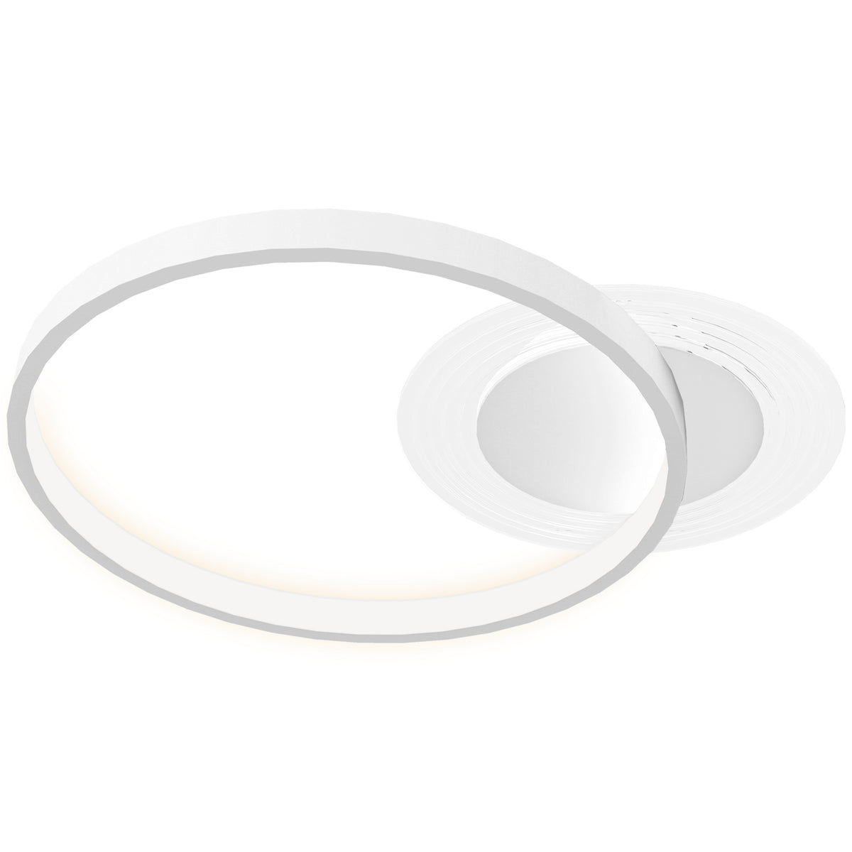 HOMCOM Deckenlampe, Deckenleuchte mit Zwei-Ring-Design, Rund 50 x 40 x 7,4 cm, Weiß