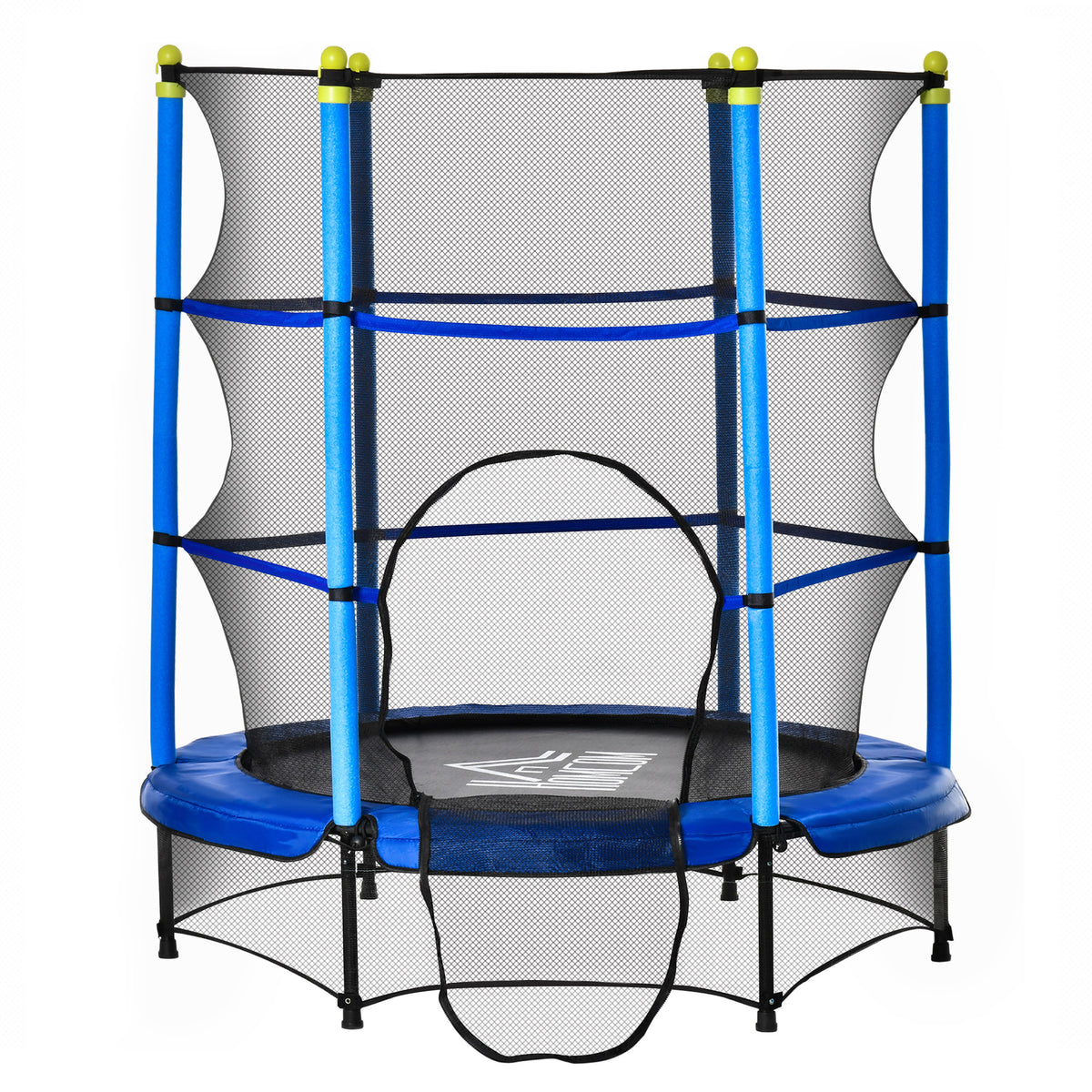 HOMCOM Kindertrampolin Ø140 cm, Trampolin mit Sicherheitsnetz, Randabdeckung, Gartentrampolin für Kinder 3-10 Jahre, bis 50 kg belastbar, Blau