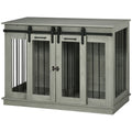 PawHut Hundekäfig mit 2 Türen, Hundebox, Transportbox für Hunde, rustikales Design, verriegelbar, Grau