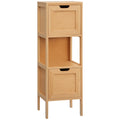 kleankin Badezimmerschrank aus Bambus, 1 Regal, 2 Schubladen, 30 cm x 30 cm x 90 cm; Natur