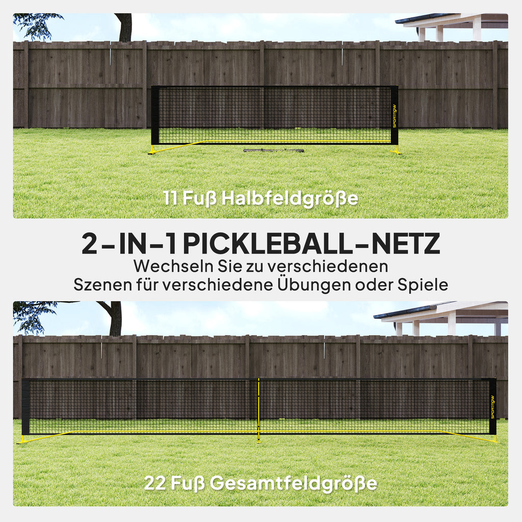 SPORTNOW Pickleball-Netz, tragbar, Metallgestell, Stoffnetz, mit Tragetasche, Gelb
