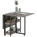 HOMCOM Klappbarer Esstisch im Industriedesign, für bis zu 4 Personen, offene Regale, flexibel, Metall, Spanplatte, Grau