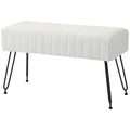 HOMCOM Sitzbank, gesteppter Sitz, Kunstfellbezug, Metallbeine, bis 120 kg, 82x30x47 cm,  Cremeweiß/Schwarz