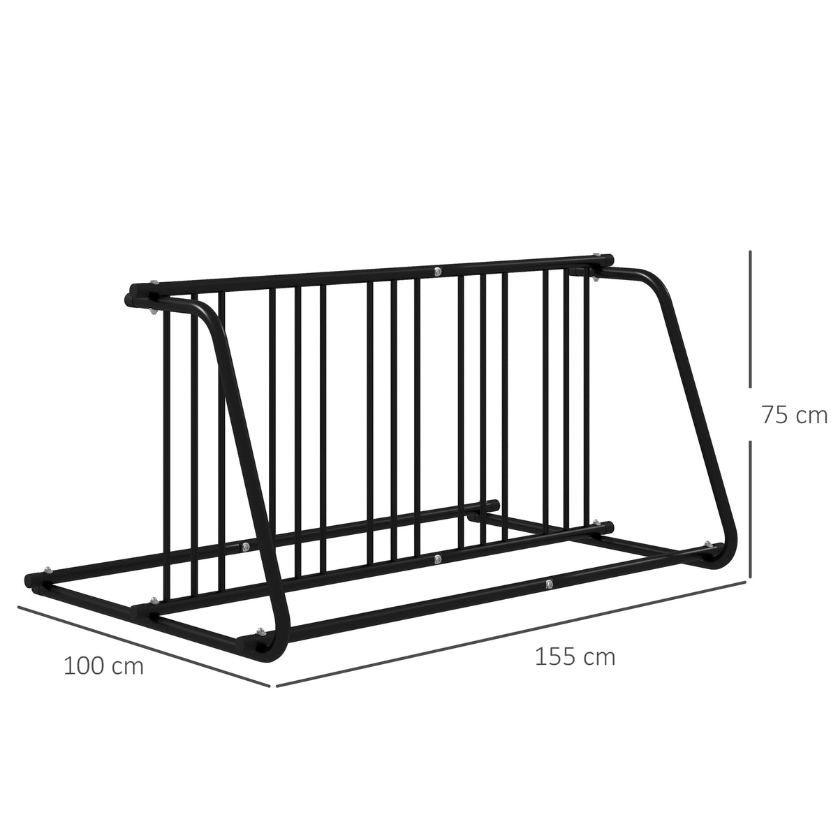 DURHAND Fahrradständer für 4 Fahrräder, wetterbeständig, zusätzliche Halterung, 155 x 100 x 75 cm, Schwarz