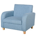 HOMCOM Kindersessel Kindersofa mit dickem Schaumstoff und dicken Sitzkissen Kindercouch Stuhl Liegesofa mit Anti-Rutsch-Füßen für 3-5 Jahre Kinder Holz Leinen Schaumstoff Blau 49x45x44,5 cm