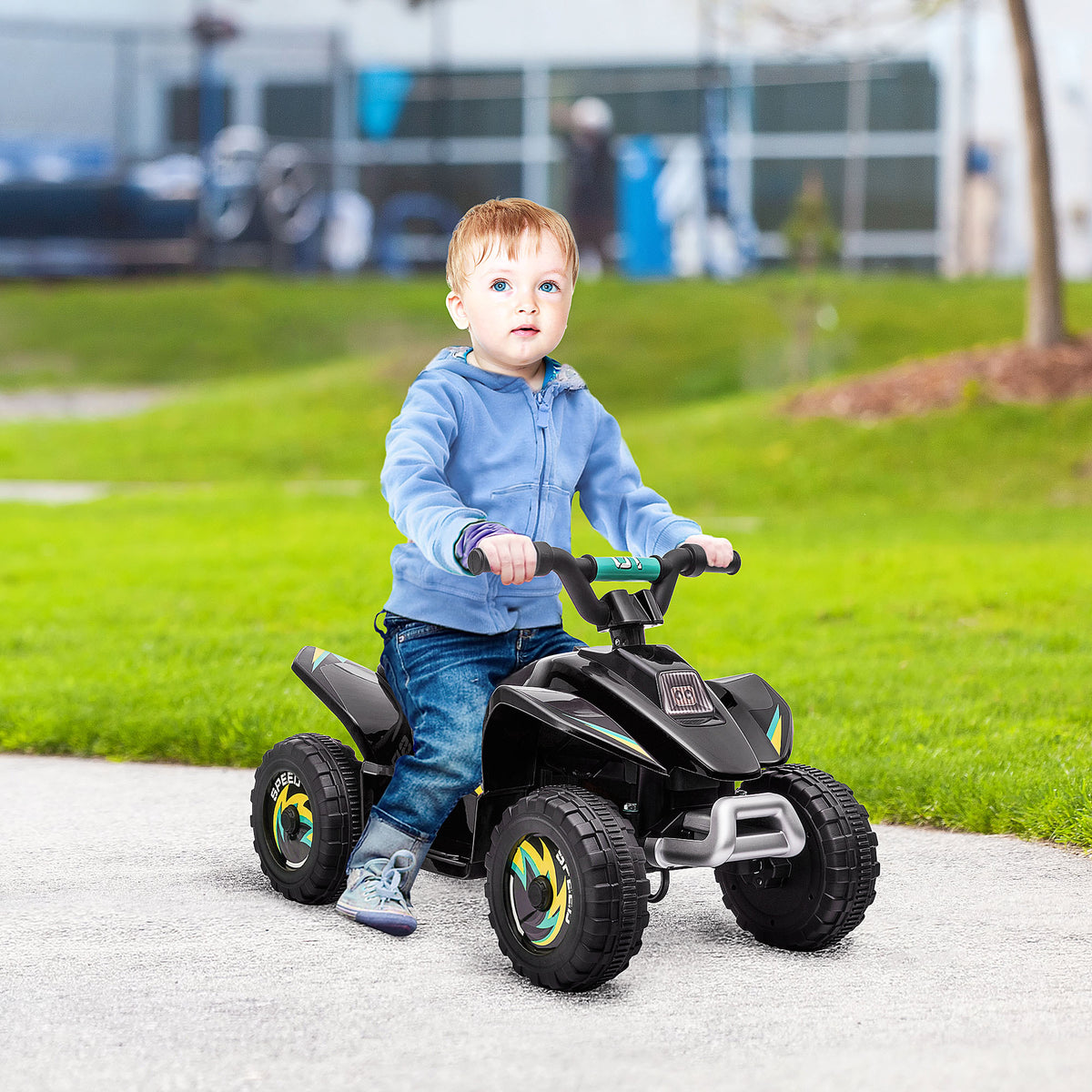 HOMCOM Quad elektrisches Fahrzeug für Kinder 18-36 Monate 6V Batteriebetrieb mit Vorwärts- und Rückwärtsgang 72 x 40 x 45,5 cm schwarz