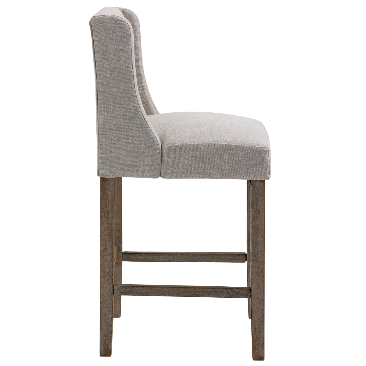 HOMCOM 2er-Set Barhocker mit lehne Barstühle mit Knopfheftung, Massivholz, inkl. Fußstütze, 47 cm x 50 cm x 101 cm, Grau + Natur