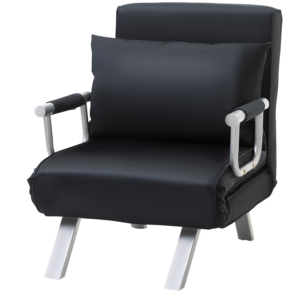 HOMCOM 3-in-1 Schlafsofa, Gästebett, Sessel inklusive Kissen, Schwarz