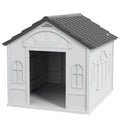 PawHut Hundehütte mit Satteldach, wetterfest, Kunststoff, 65 x 75,7 x 63 cm, Grau