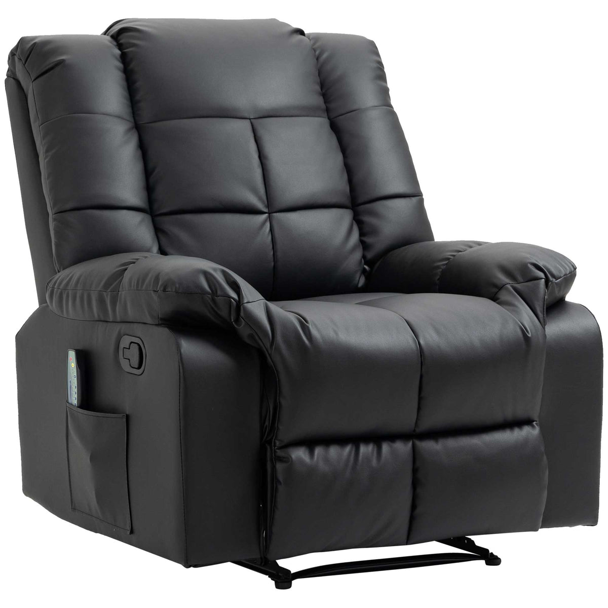 HOMCOM Massagesessel, Relaxsessel, 8 Vibrationspunkte, Liegefunktion, Kunstleder, schwarz, 94x99x99cm