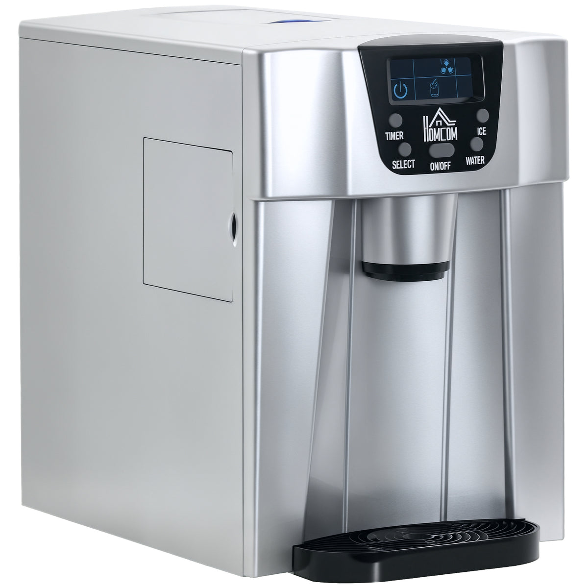 HOMCOM Eiswürfelmaschine Eiswürfelbereiter Ice-Maker, Timer-Funktion, 1,2 L Wassertank,  Silber