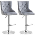 HOMCOM Barhocker, Sitzhocker, 2er-Set, höhenverstellbar, drehbarer Sitz, Fußstütze, Stahl, grau, 46 x 55 x 123cm